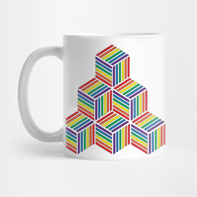 Pride Shirt Geometric Rainbow Cubes by Trapezio